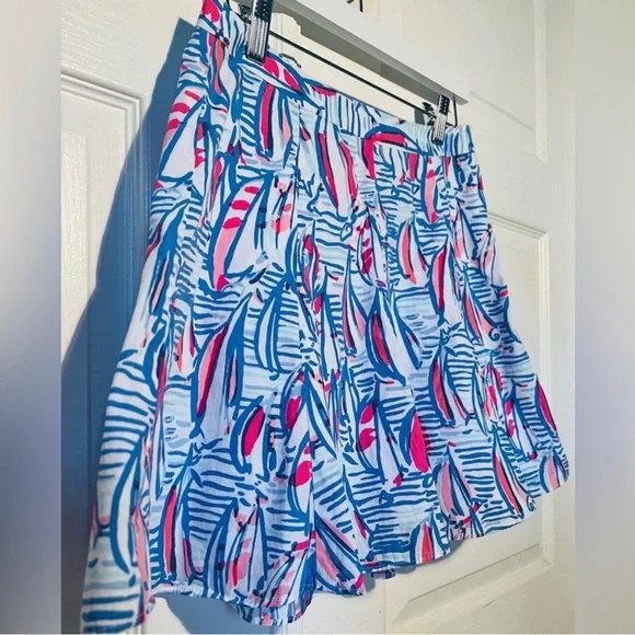 Lilly Pulitzer Ava Skirt, Size 2, Red Right Return print. Sailboats. - Picture 4 of 8